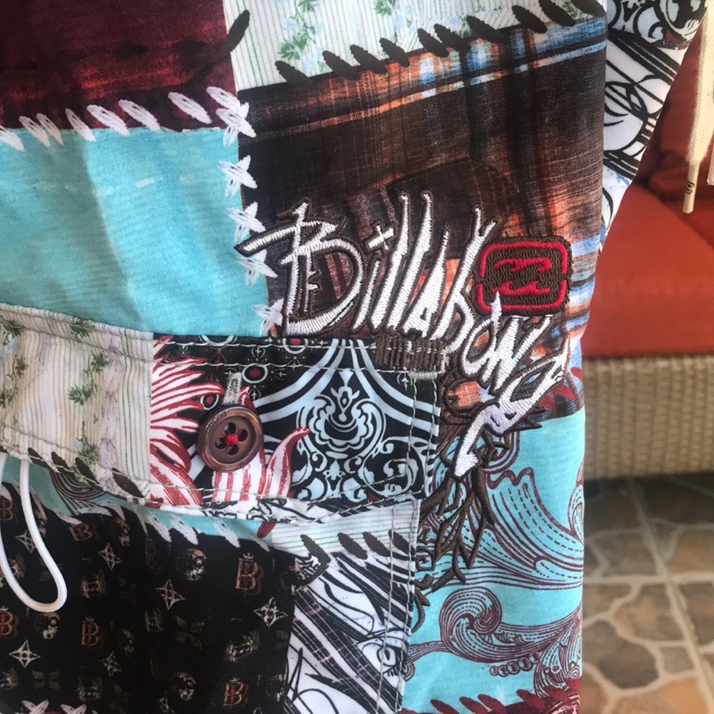 Billabong Multicolor Patchwork Swim Trunks Nwot) - image 3